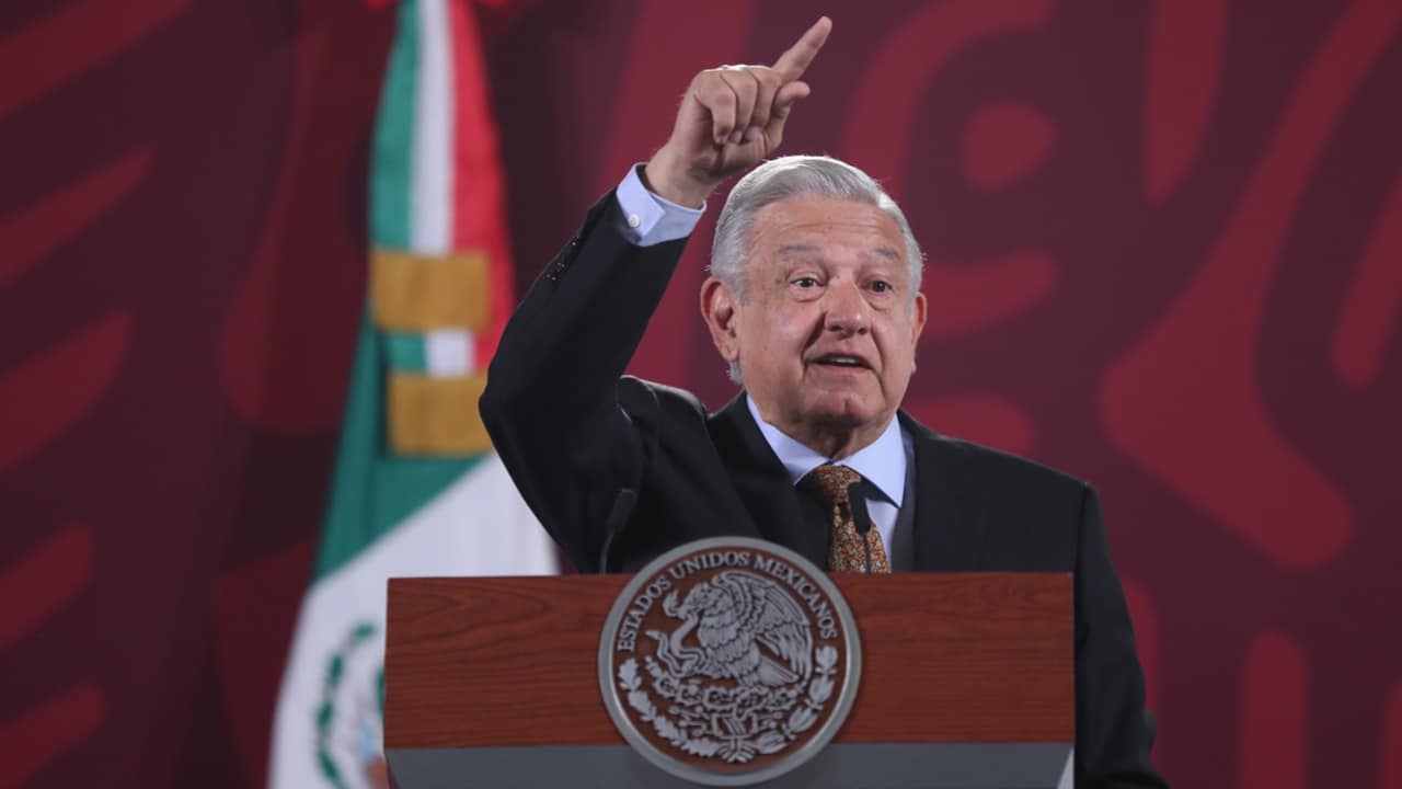 Andrés Manuel López Obrador, presidente de México, durante su mañanera en Palacio Nacional.