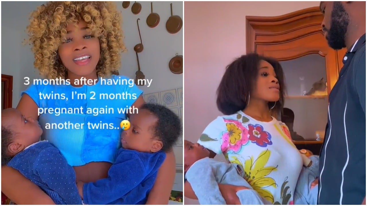 madre embarazada, niñas gemelas, hermanos, video viral captura de pantalla