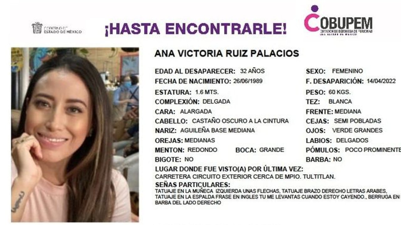Reportan la desaparición de Ana Victoria Ruiz Palacios en Tultitlán