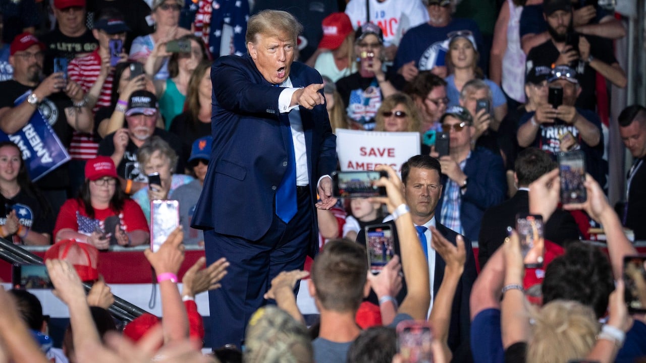 El expresidente de Estados Unidos, Donald Trump, durante un mitin en Delaware, Ohio (Getty Images)