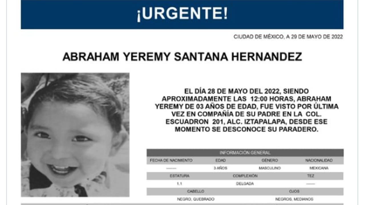 Activan Alerta Amber para localizar a Abraham Yeremy Santana Hernández.