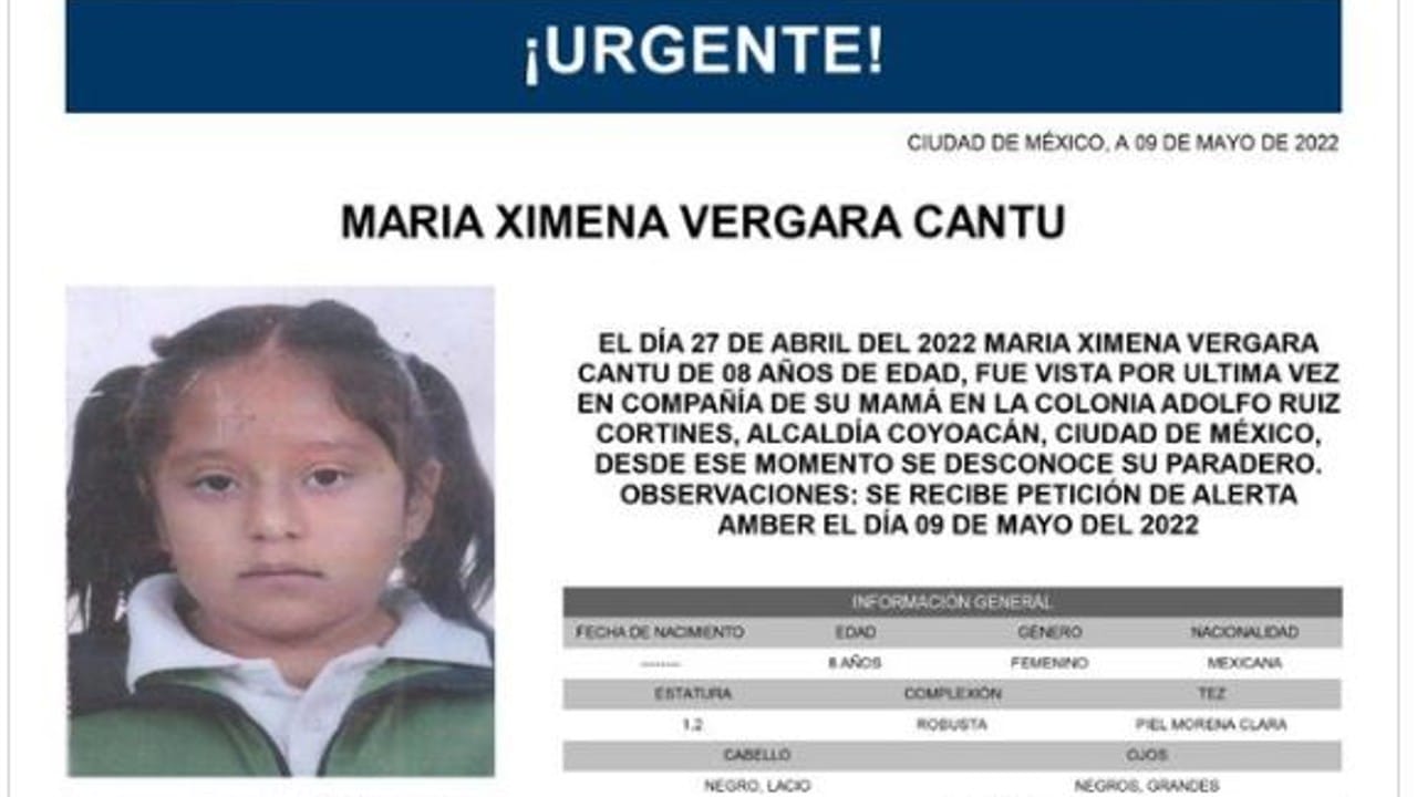 Activan Alerta Amber para localizar a María Ximena Vergara Cantú