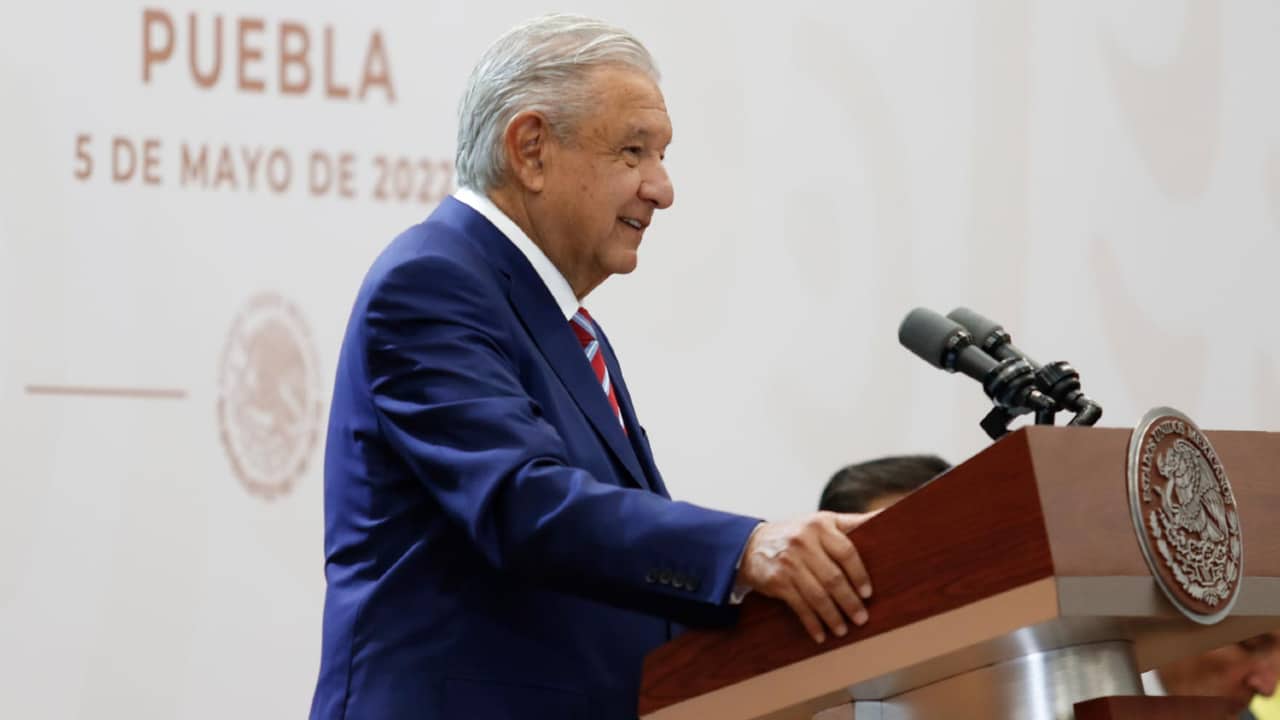 El presidente de México, Andrés Manuel López Obrador, en su conferencia mañanera desde Puebla.
