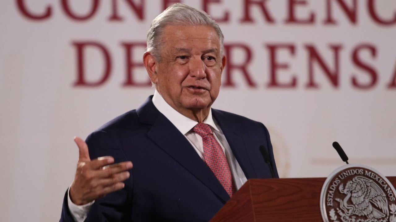 El presidente de México, Andrés Manuel López Obrador, en su conferencia mañanera en Palacio Nacional.