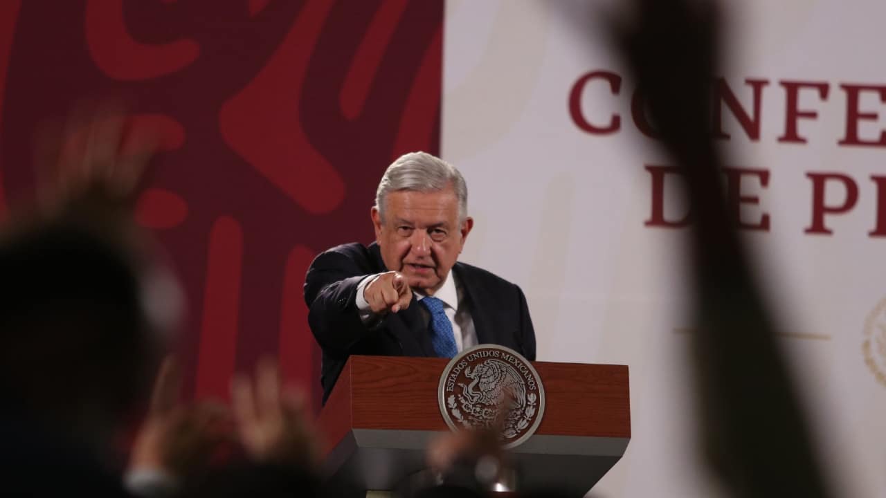 El presidente de México, Andrés Manuel López Obrador, durante su conferencia mañanera en Palacio Nacional.