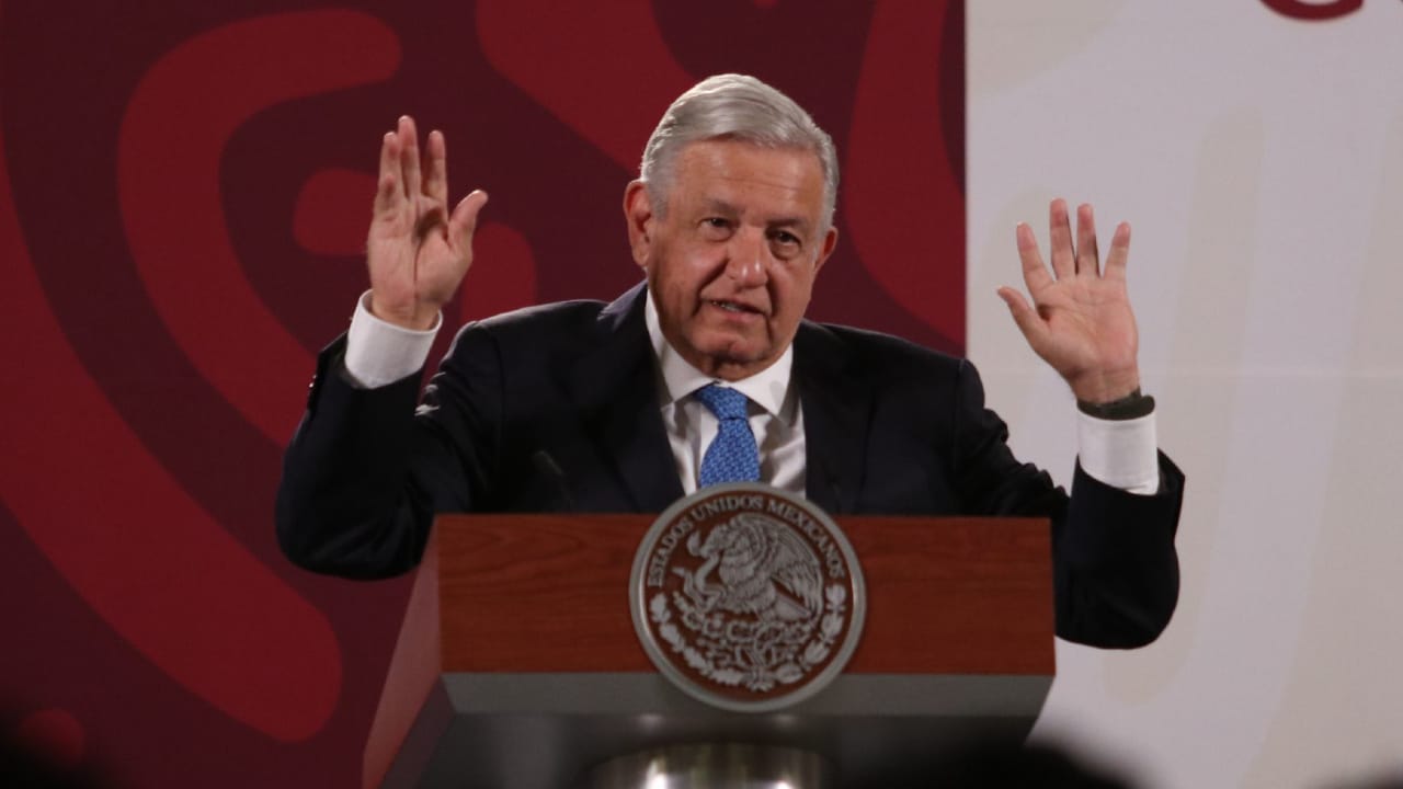El presidente de México, Andrés Manuel López Obrador, durante su conferencia mañanera en Palacio Nacional