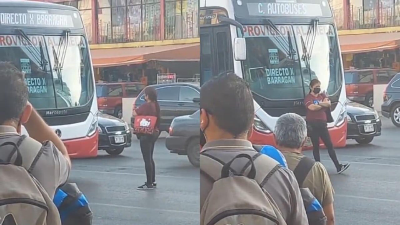 mujer, Monterrey, autobús, camión, captura de pantalla