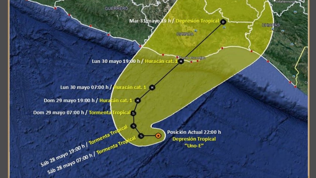 Se forma la depresión tropical Uno-E con potencial ciclónico, en el Pacífico mexicano