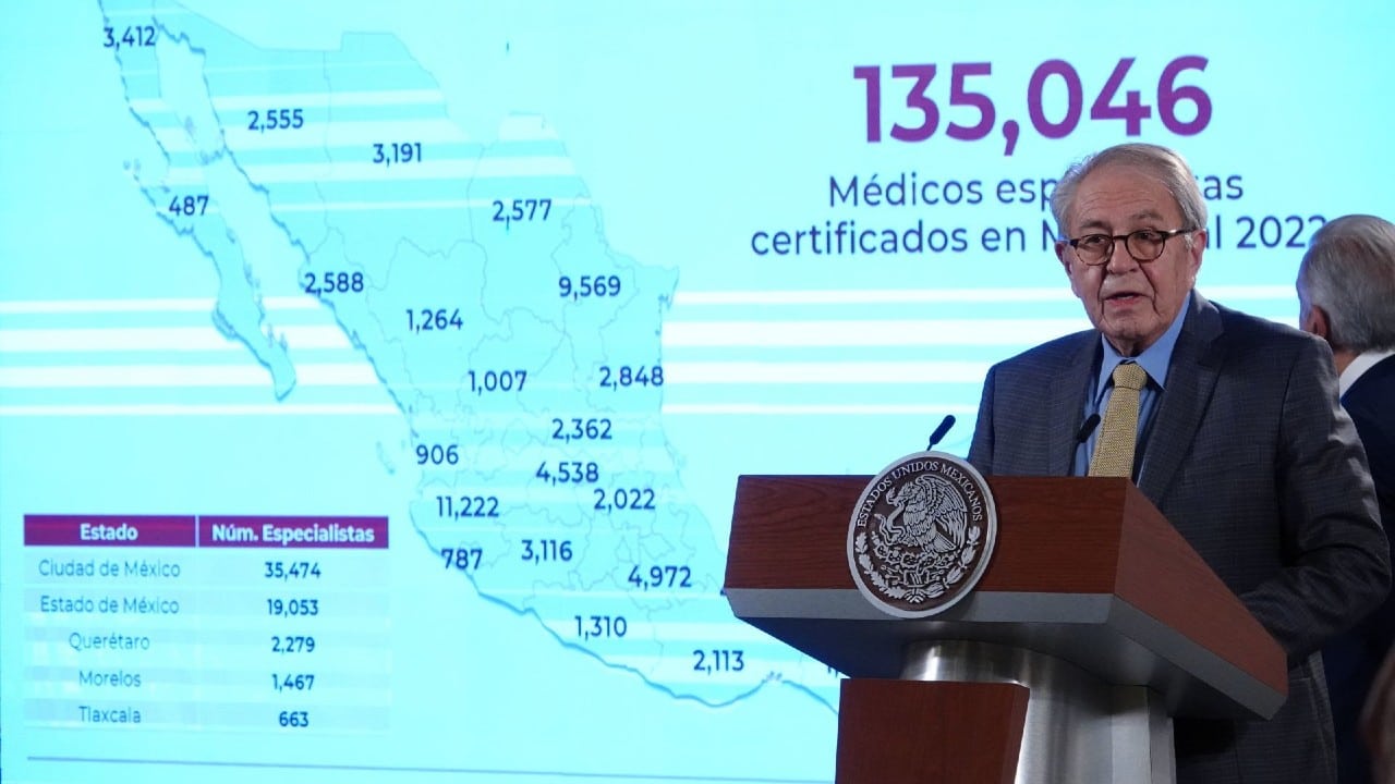 Jorge Alcocer Varela, secretario de Salud, durante la conferencia mañanera
