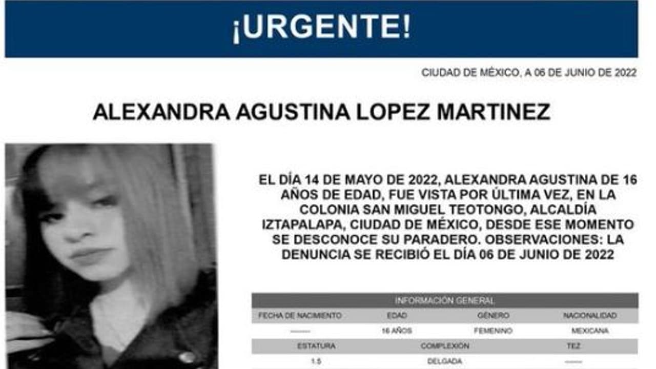 Activan Alerta Amber para localizar a Alexandra Agustina López Martínez