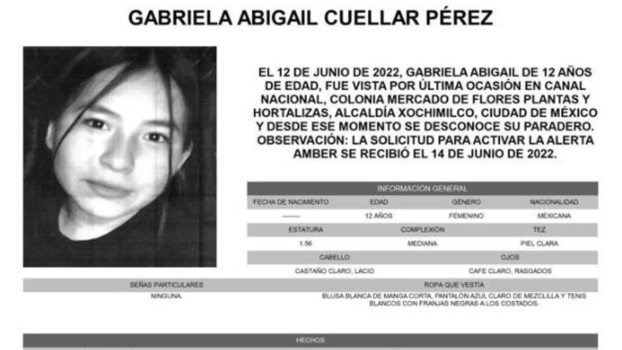 Activan Alerta Amber para localizar a Gabriela Abigail Cuellar Pérez