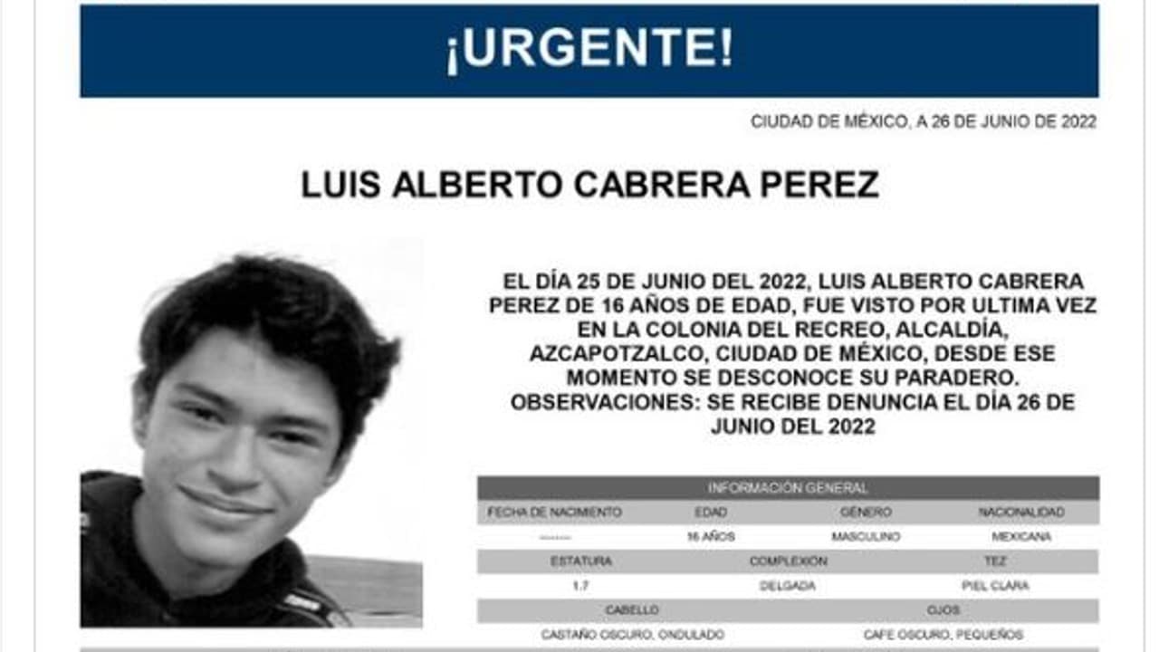 Activan Alerta Amber para localizar a Luis Alberto Cabrera Pérez