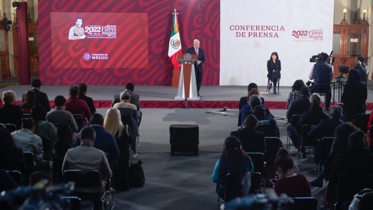 El presidente de México, Andrés Manuel López Obrador, durante la conferencia mañanera en Palacio Nacional