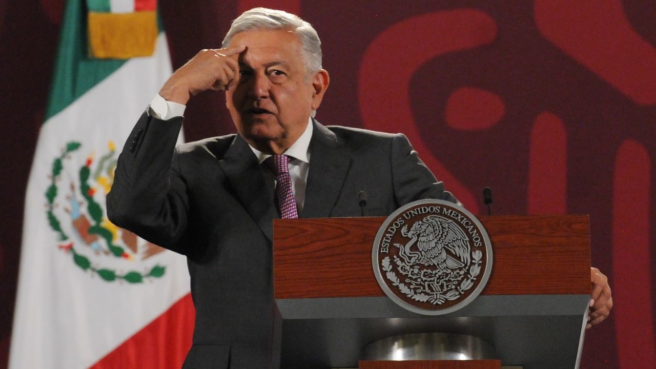 El presidente de México, Andrés Manuel López Obrador, durante su conferencia mañanera en Palacio Nacional.