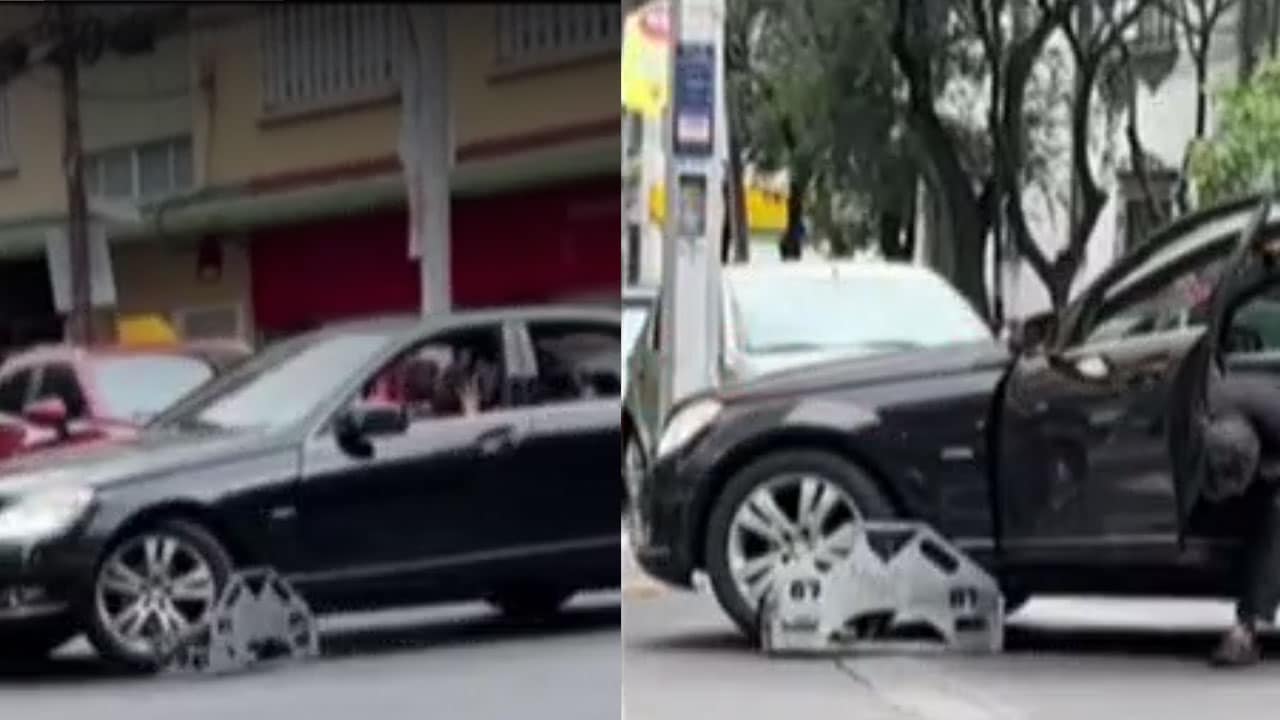 Conductor arranca auto con araña puesta sin darse cuenta