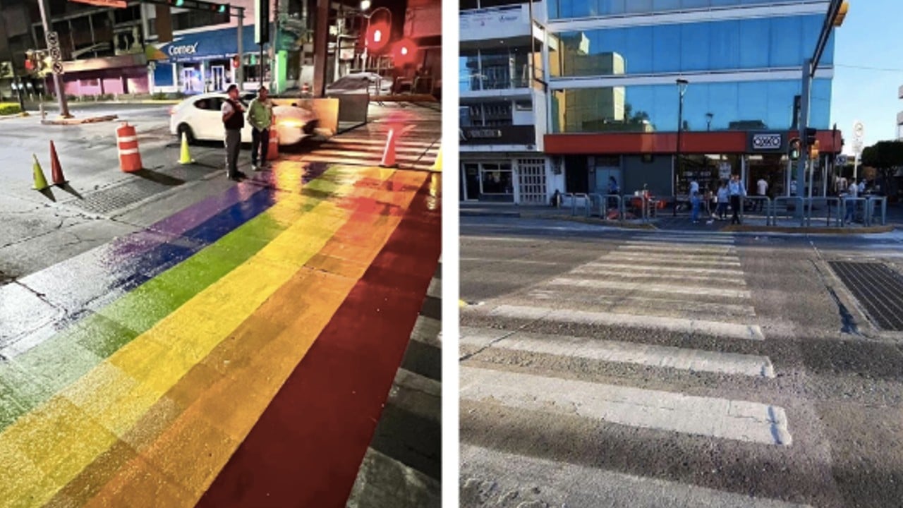 DenunLeón arcoíris LGBT cruce peatonal
