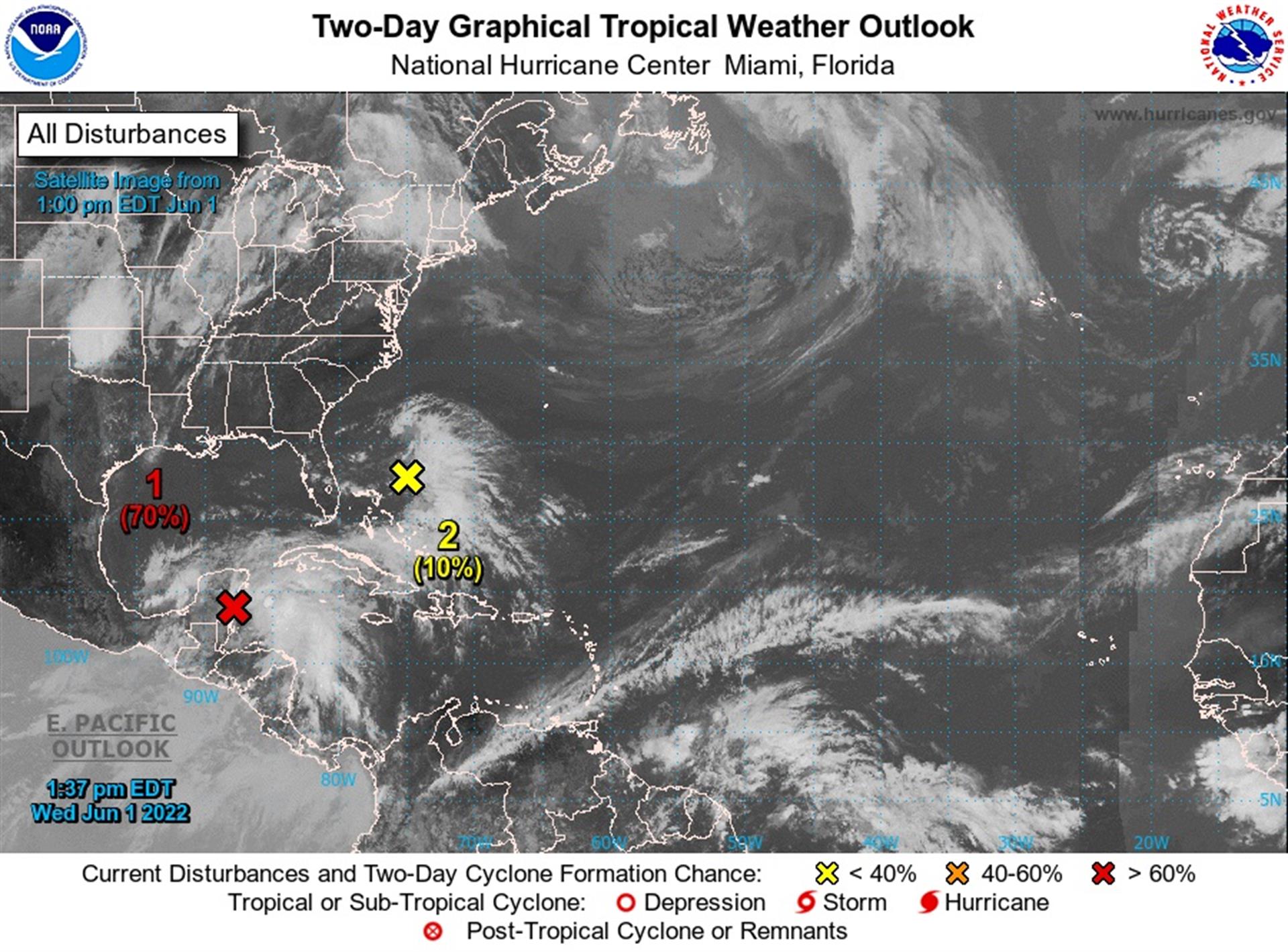 Primera depresión tropical del Atlántico avanza hacia EUA