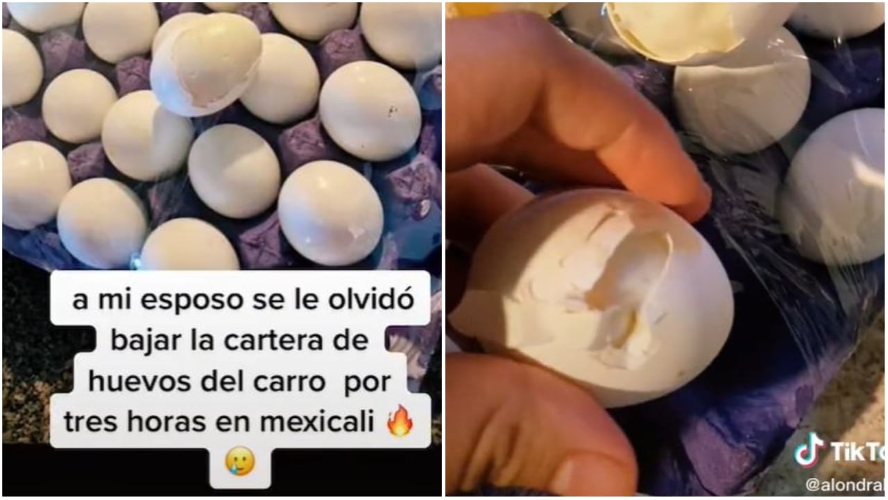 Huevos olvidados en carro terminan cocidos tras calor en Mexicali