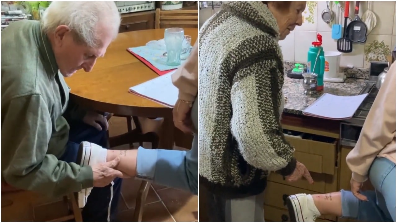 tatuaje, abuelos, video viral, Argentina, captura de pantalla