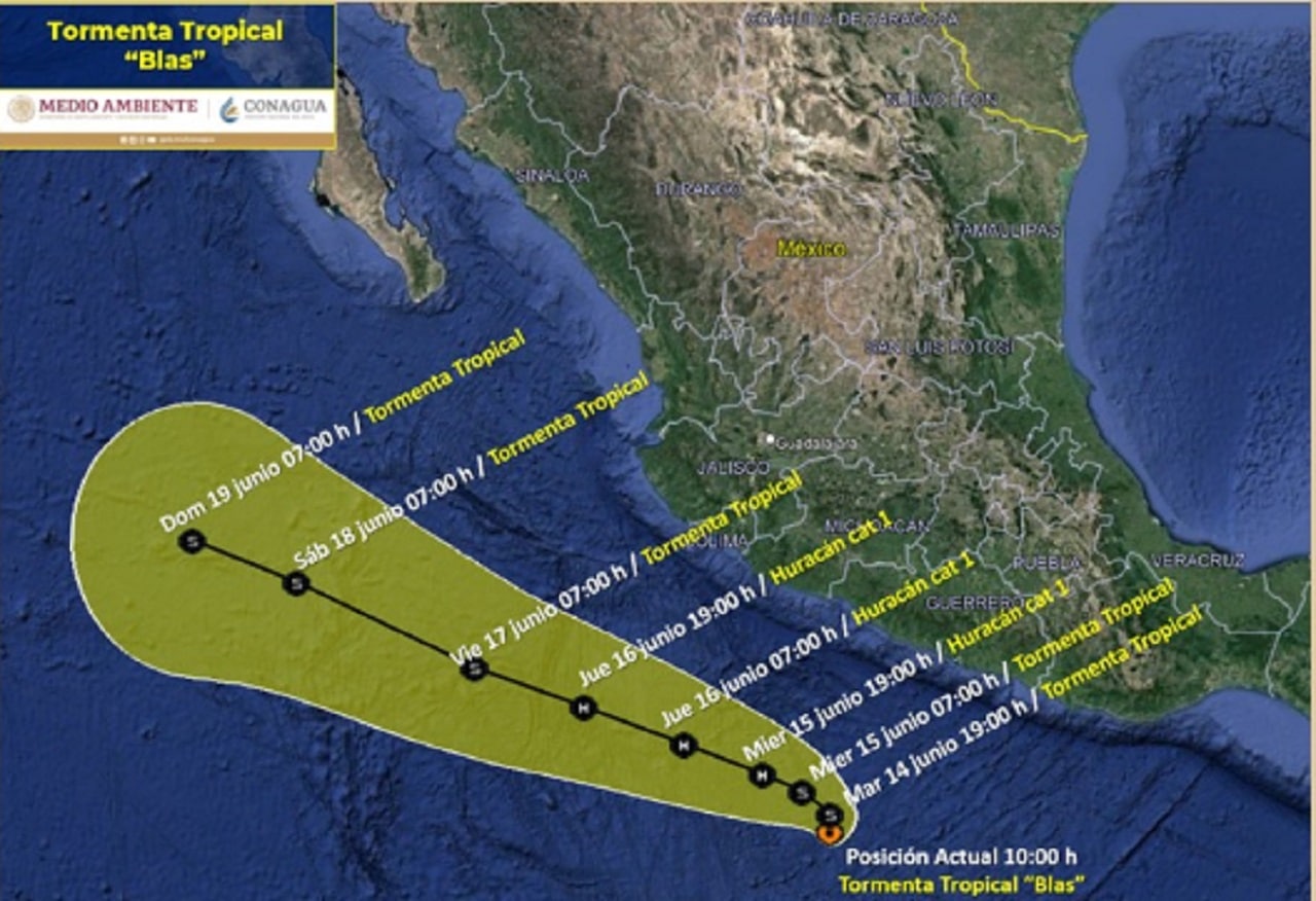 Clima hoy: Blas provocará lluvias en Oaxaca y Guerrero