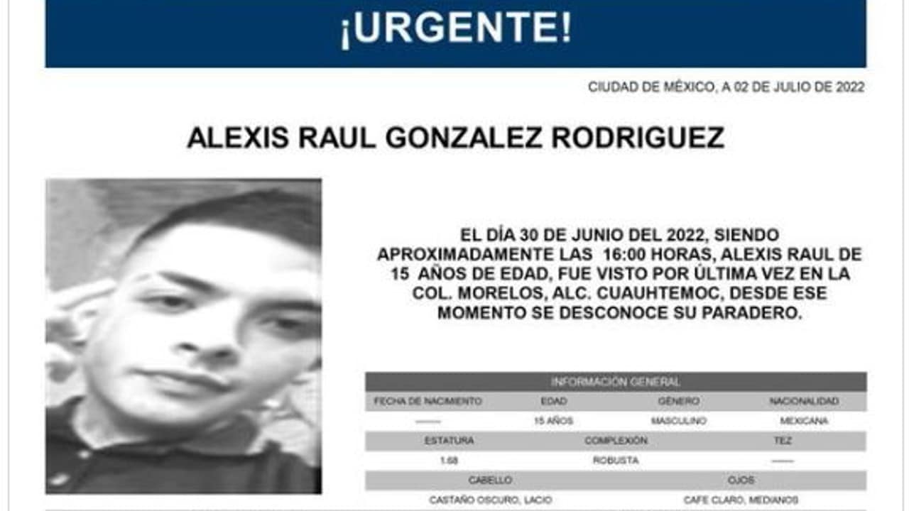 Alerta Amber Alexis Raúl González Rodríguez.
