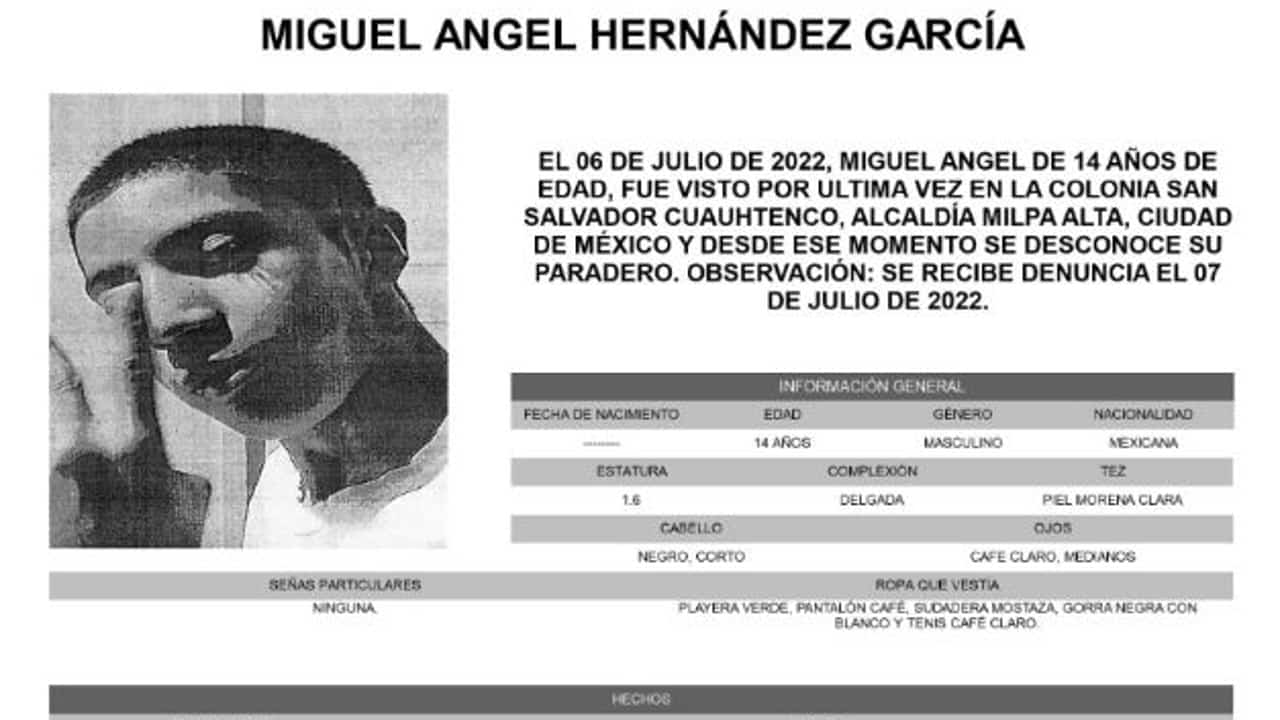 Activan Alerta Amber para localizar a Miguel Ángel Hernández García