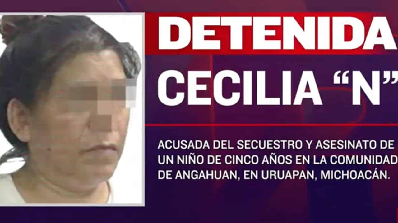 Detención de Cecilia "N", acusada del secuestro y asesinato de un niño de cinco años en Uruapan, Michoacán (N+)