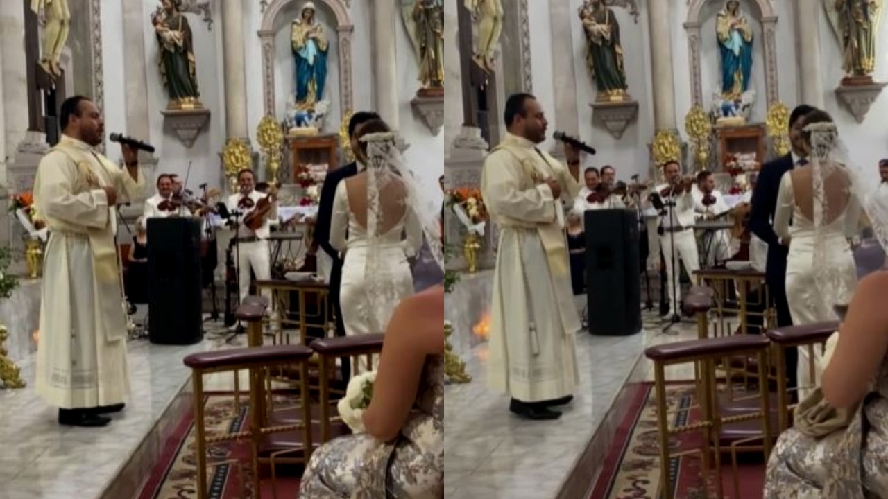 Sacerdote canta "Mi razón de ser" a novios en su boda