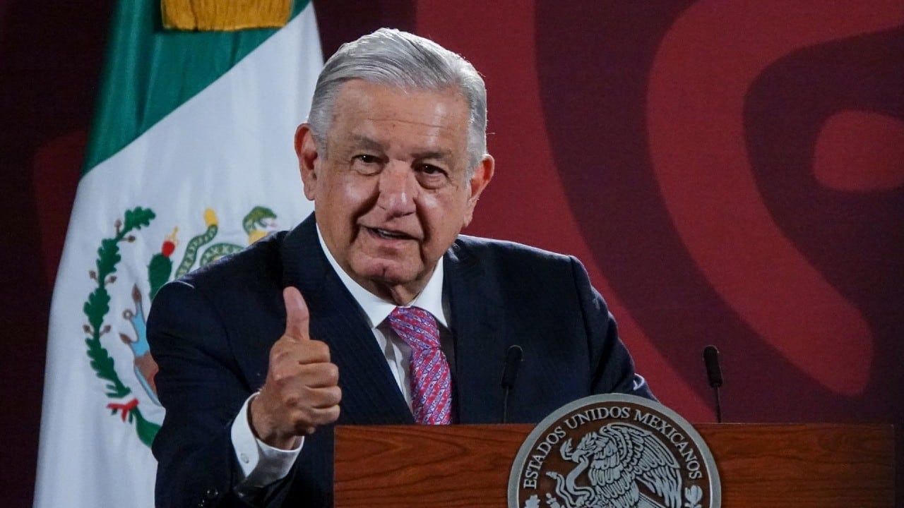 El presidente Andrés Manuel López Obrador en conferencia mañanera en Palacio Nacional.