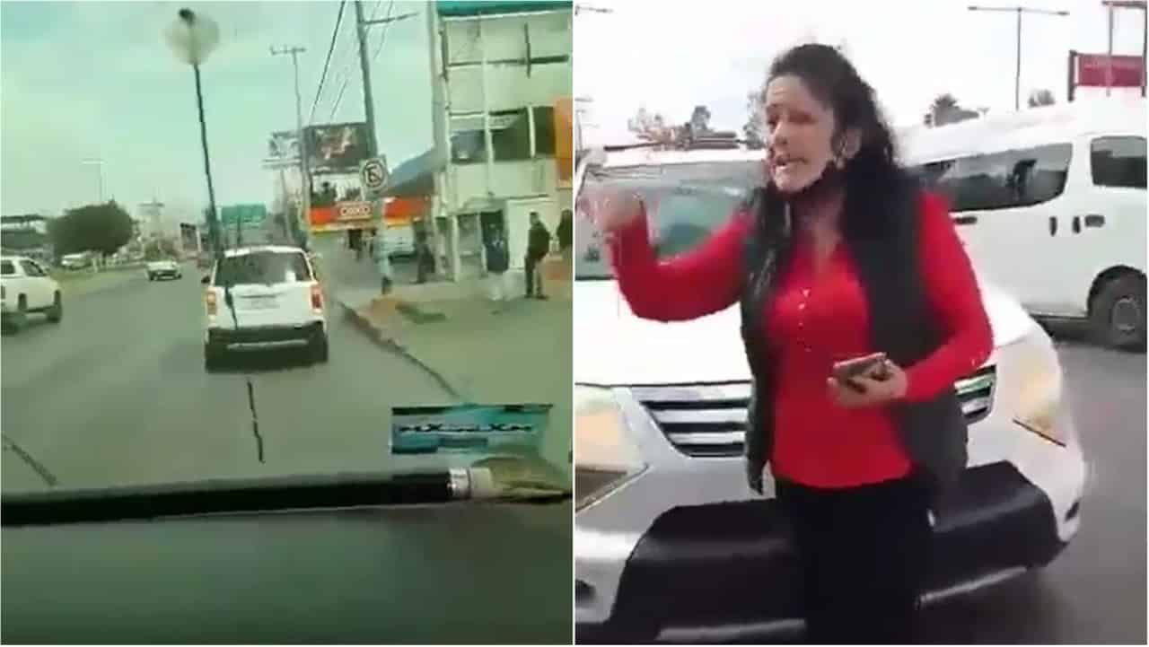 Mujer choca combi con su carro en el Estado de México