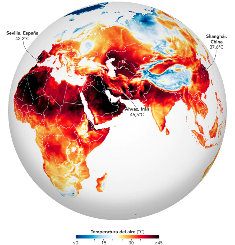 Mapa NASA Calor Temperatura Mundo