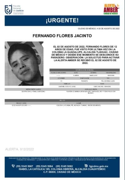Activan Alerta Amber para localizar a Fernando Flores Jacinto.