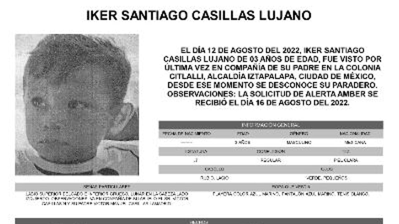 Activan Alerta Amber para localizar a Iker Santiago Casillas