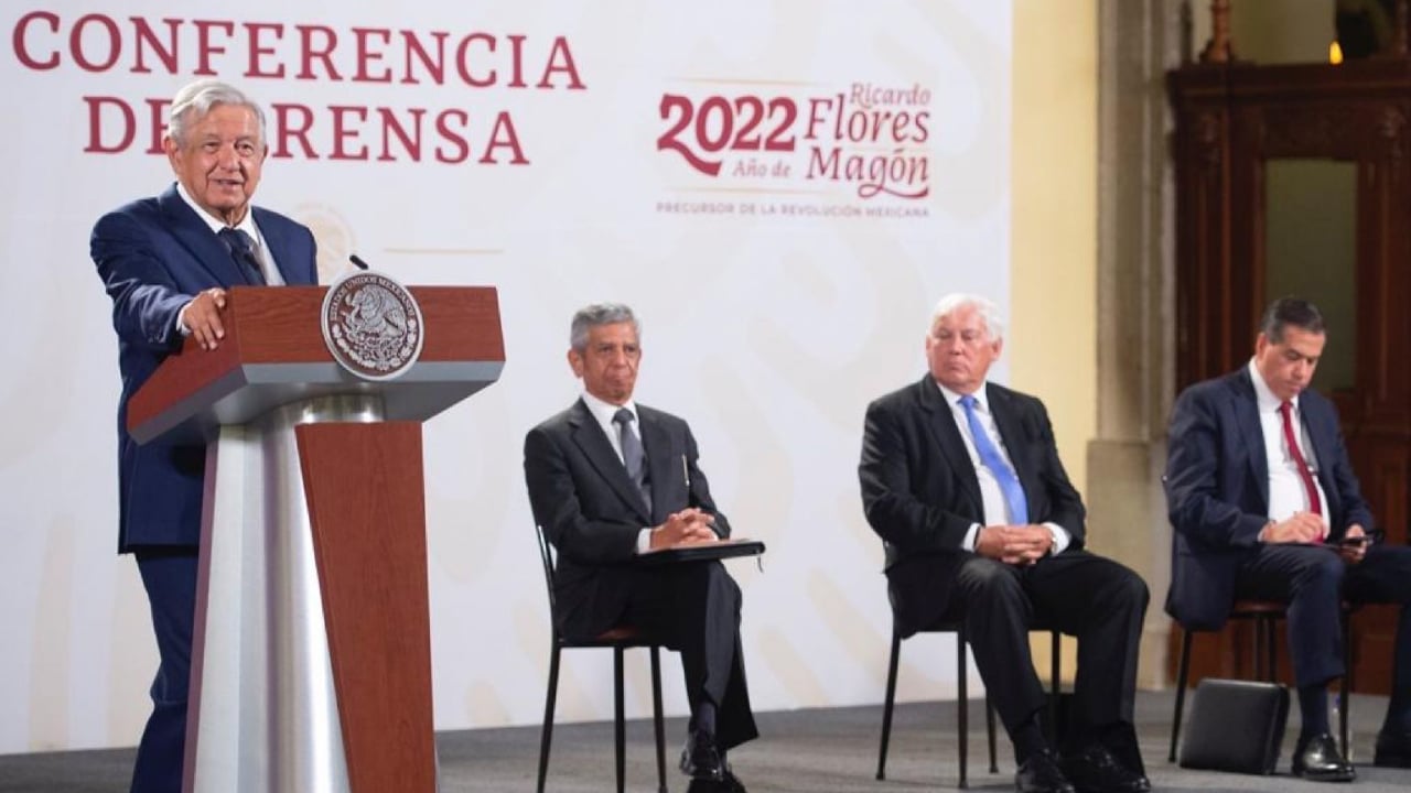 El presidente de México, Andrés Manuel López Obrador (AMLO), en su conferencia mañanera desde Palacio Nacional