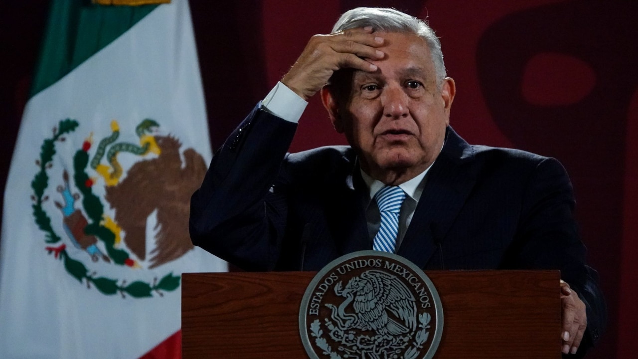 El presidente, Andrés Manuel López Obrador, durante la conferencia mañanera desde Palacio Nacional