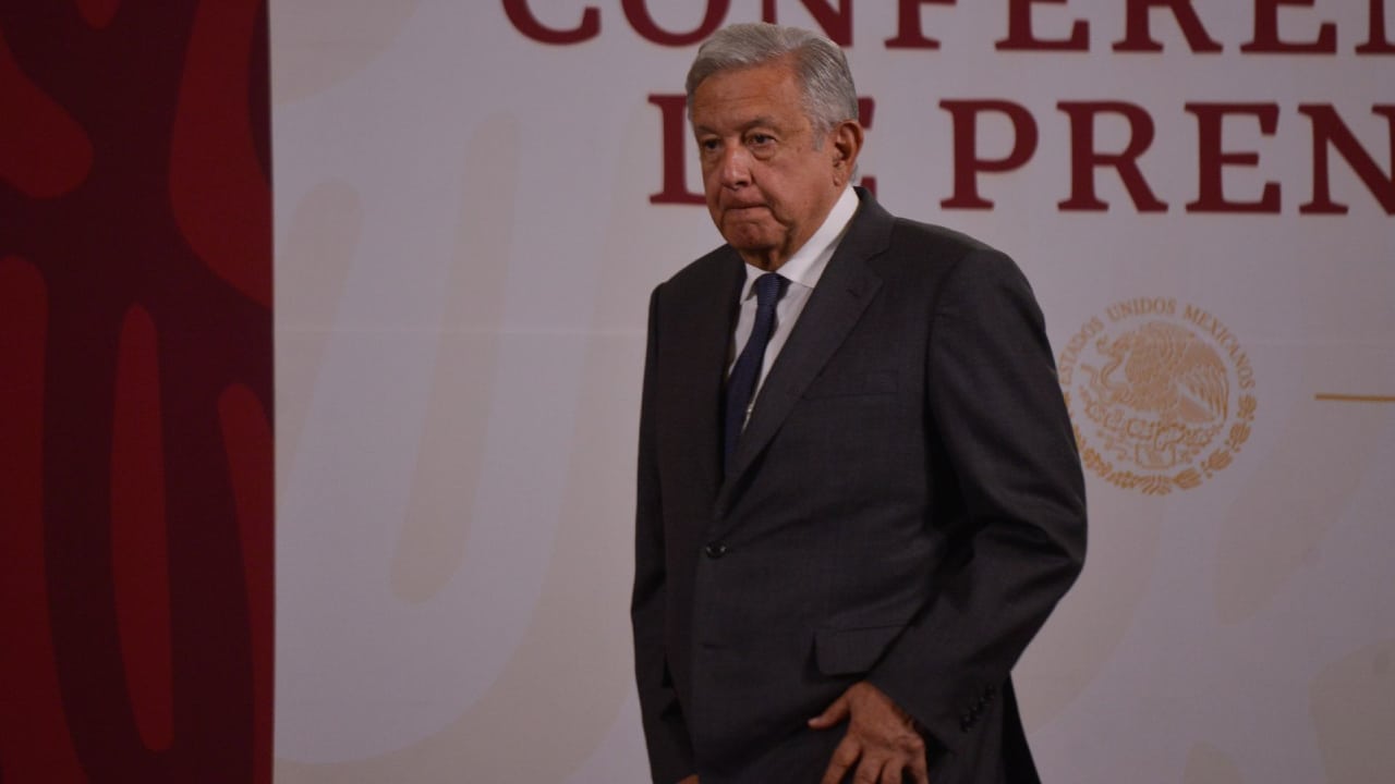 El presidente de México, Andrés Manuel López Obrador (AMLO), durante su conferencia mañanera en Palacio Nacional.
