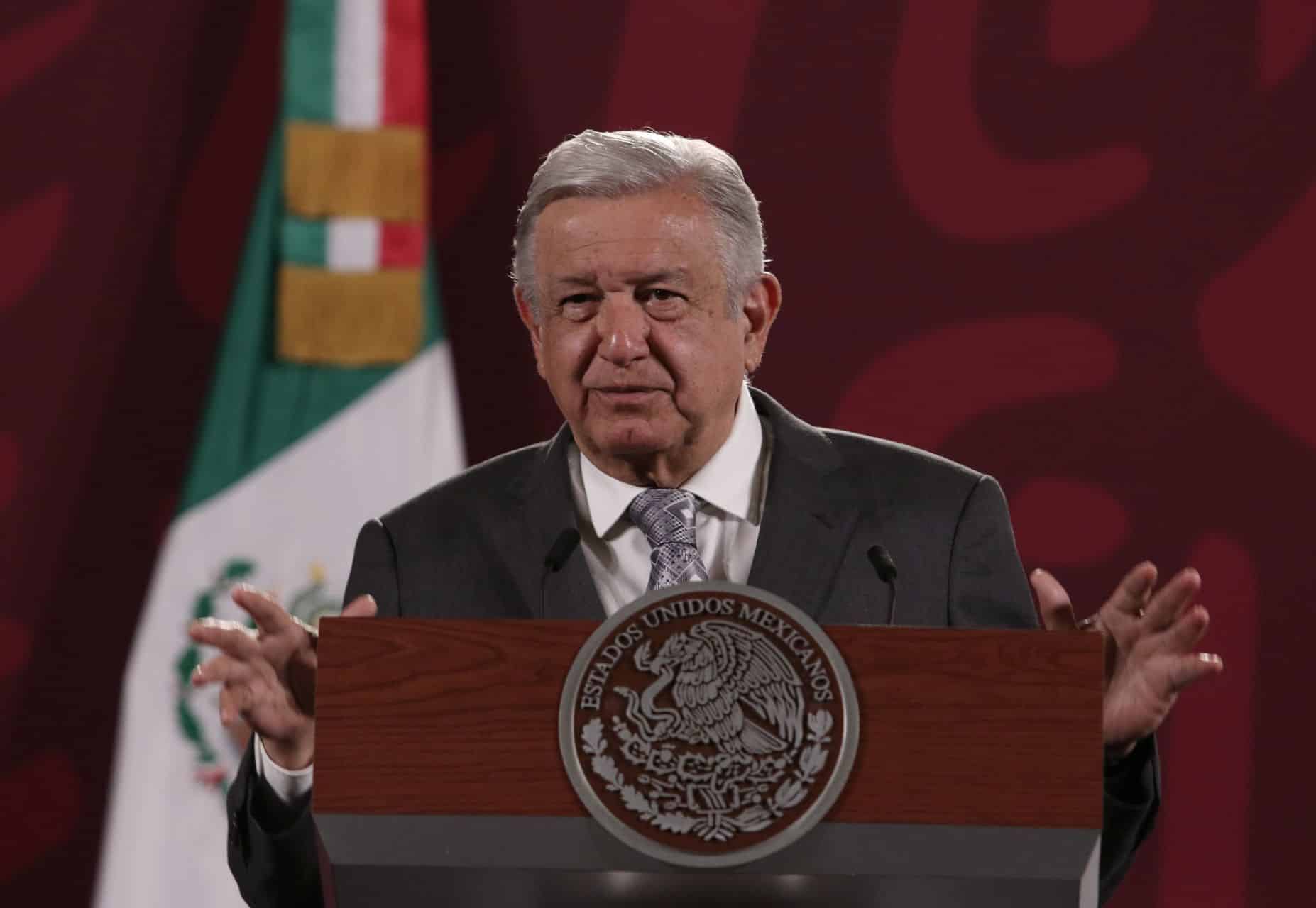 Andrés Manuel López Obrador, presidente de México durante conferencia de prensa en Palacio Nacional.