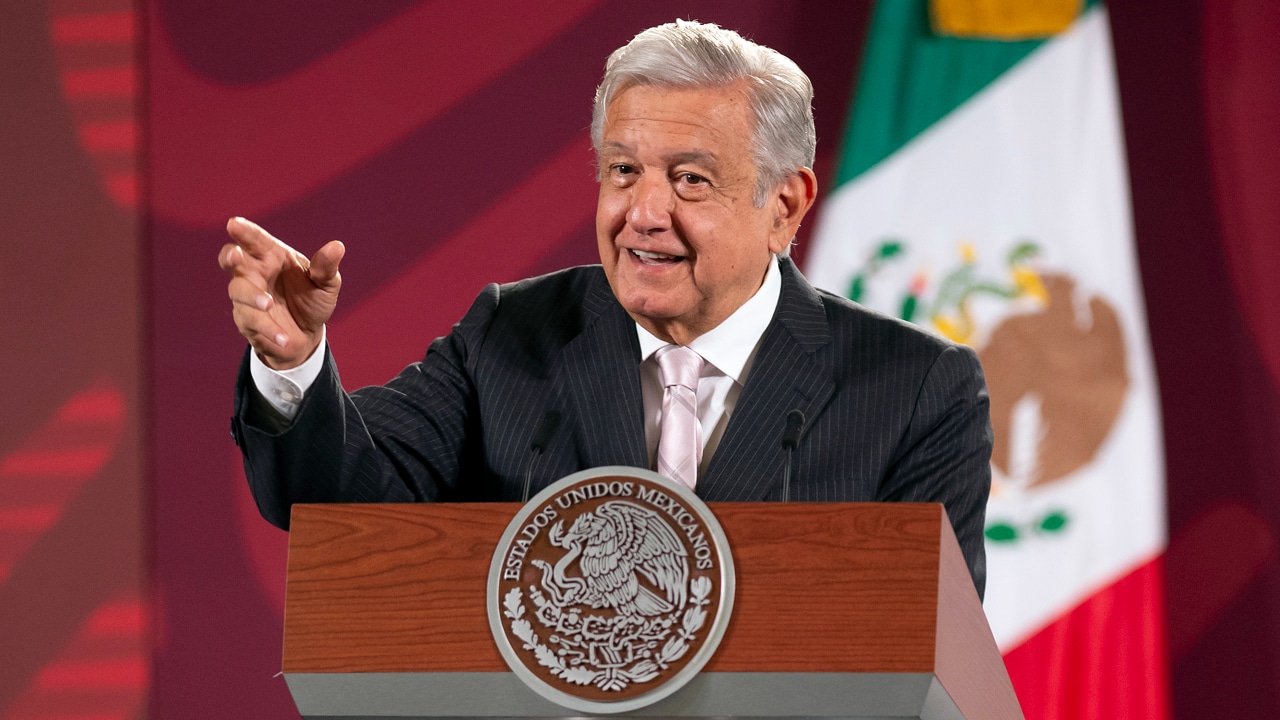 El presidente, Andrés Manuel López Obrador, durante la conferencia mañanera en Palacio Nacional.