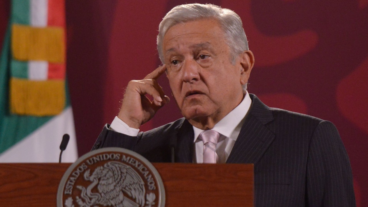 El presidente, Andrés Manuel López Obrador, durante la conferencia mañanera en Palacio Nacional