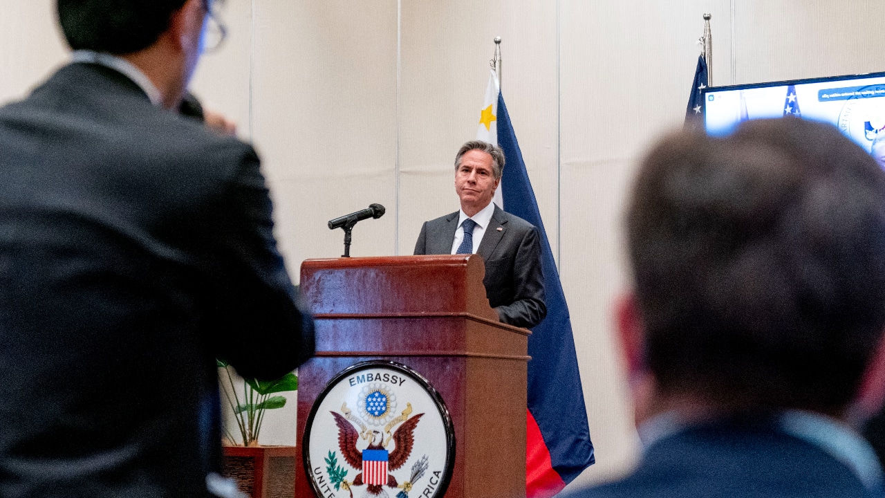 El secretario de Estado de Estados Unidos, Antony Blinken, durante su gira por Filipinas