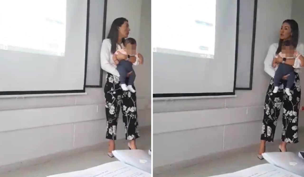 Colombia: Maestra cuida bebé de su alumna mientras da clase