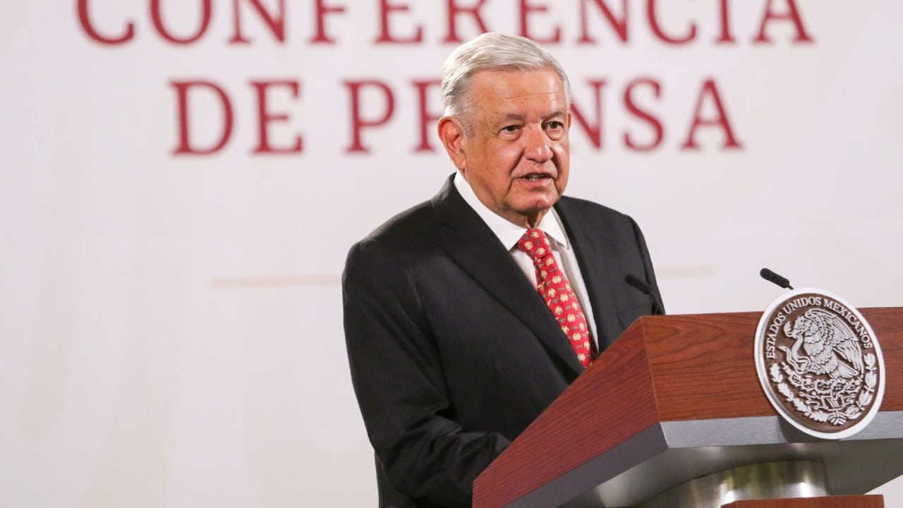 El presidenrte López Obrador en conferencia mañanera desde Palacio Nacional.