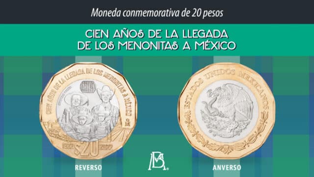 Lanzan nueva moneda de 20 pesos por los 100 años de los menonitas en México