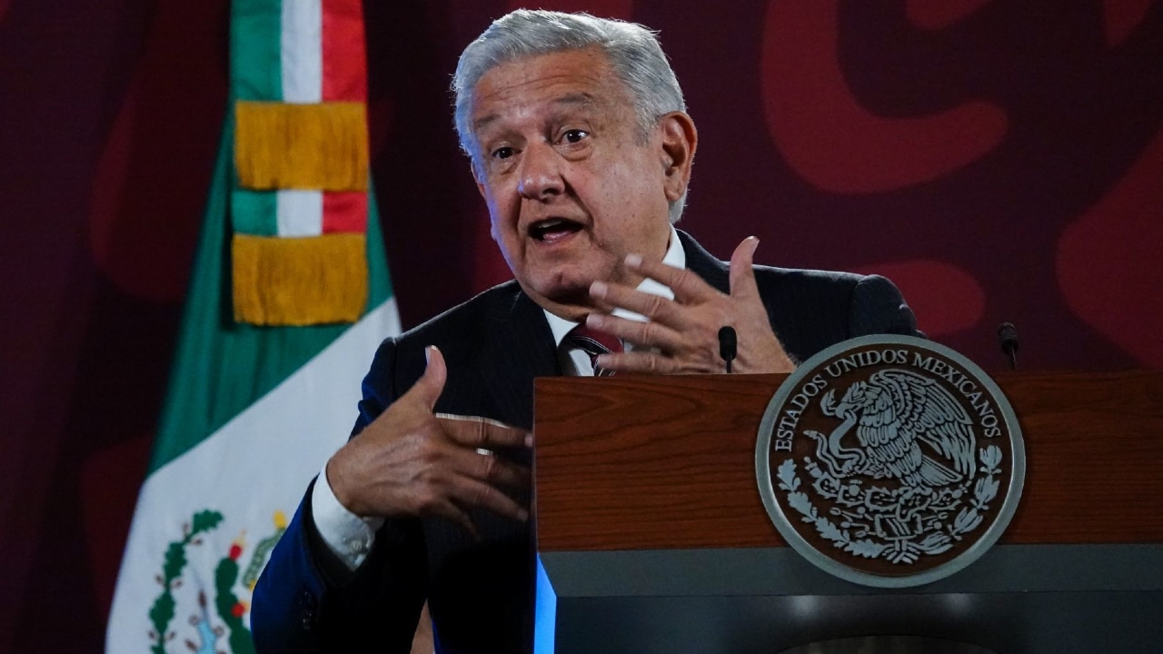 El presidente Andrés Manuel López Obrador (AMLO) durante la conferencia matutina desde Palacio Nacional.