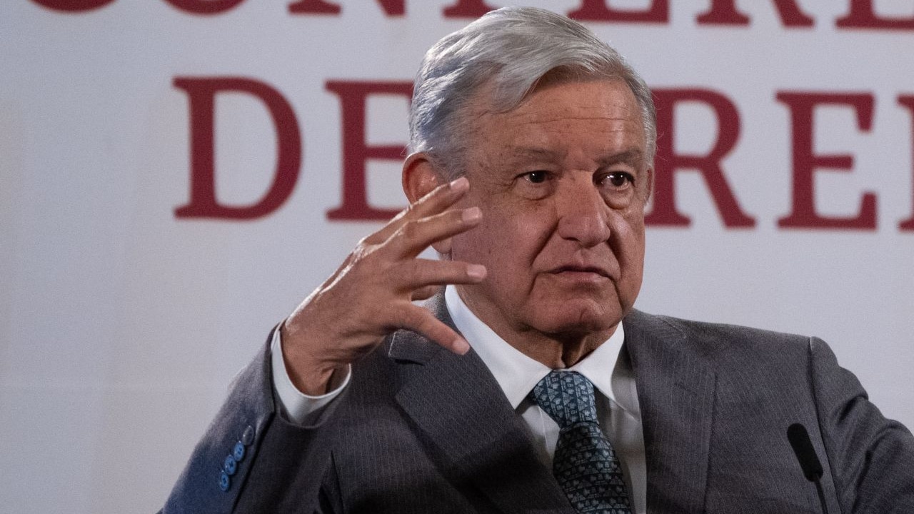 El presidente, Andrés Manuel López Obrador (AMLO), en su conferencia mañanera desde Palacio Nacional