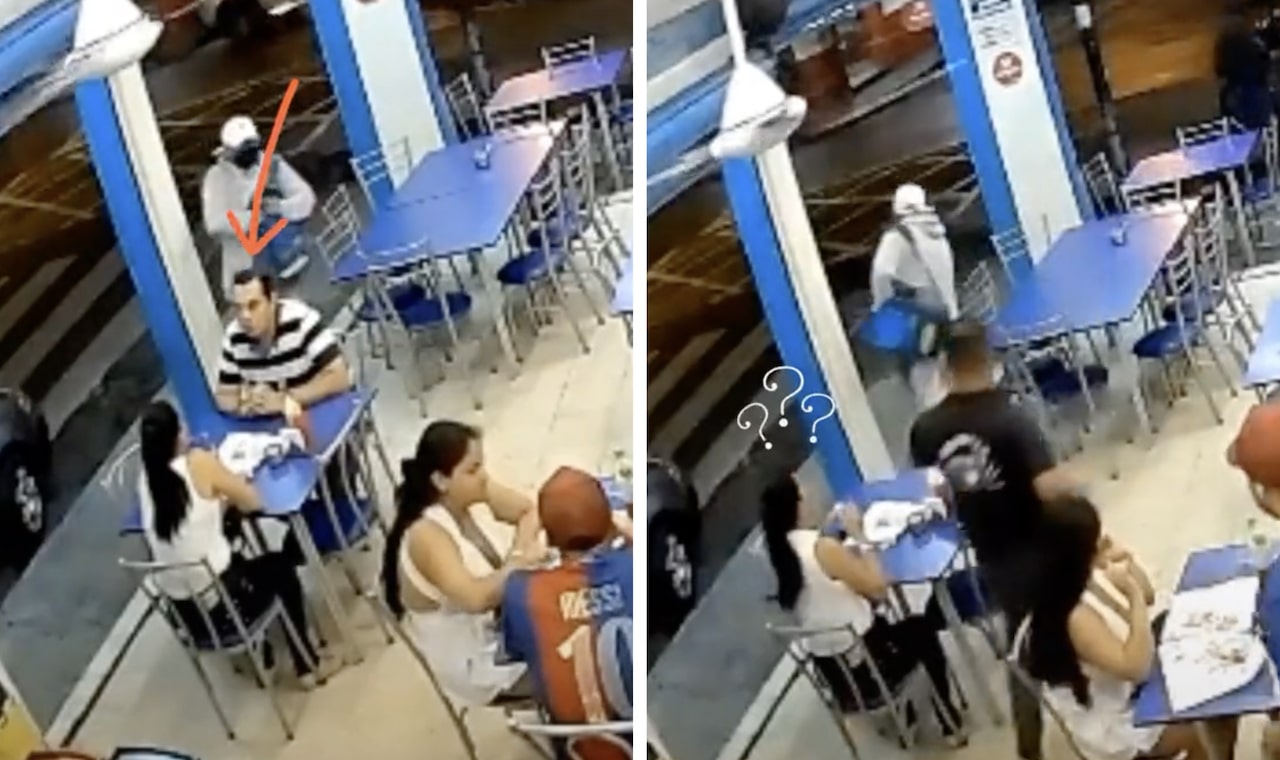 Hombre huye de su cita durante asalto en restaurante: Video