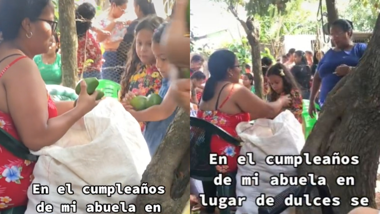 Abuelita regala aguacates en lugar de dulces en una fiesta