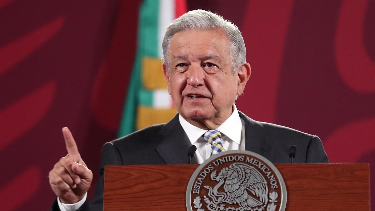 El presidente Andrés Manuel López Obrador (AMLO) en conferecia mañanera.