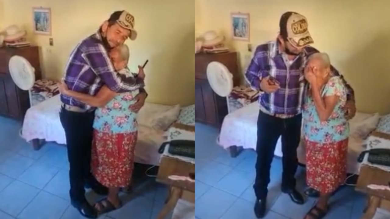 Hombre tiene reencuentro con su mamá después de 17 años y video es viral