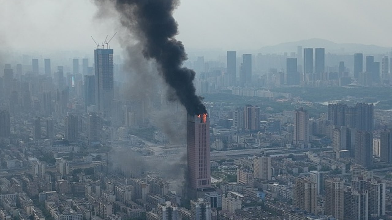 Fotografía del incendio en un rascacielos en la ciudad china de Changsha.